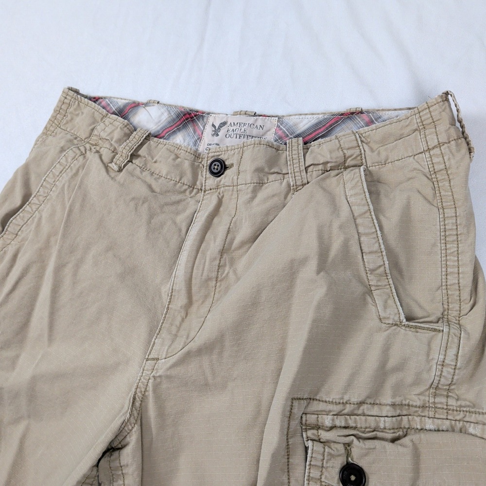 American Eagle Cargo Shorts Big Pockets Mens Size 38 Khaki 2010s